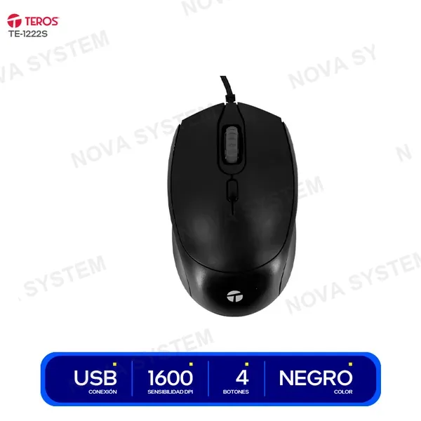 ( TE-1222S ) MOUSE TEROS OPTICO ALAMBRICO ( TE-1222S ) | 4 BOTONES