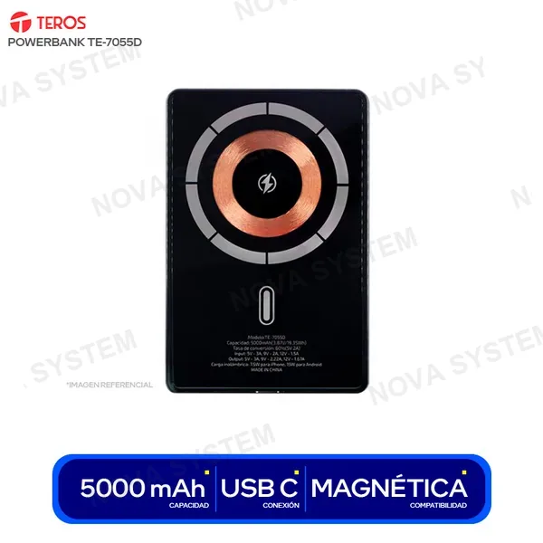( TE-7055D ) POWER BANK TEROS MAGNETICO ULTRA SLIM ( TE-7055D ) 5000
