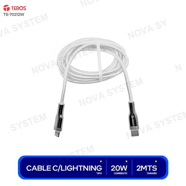 ( TE-70212W ) CABLE USB-C A LIGHTNINH TEROS ( TE-70212W ) BLANCO