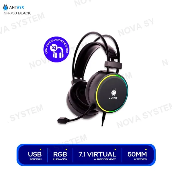 ( AGH-750G7R ) AUDIFONO ANTRYX GH-750 BLACK ( AGH-750G7R ) | 7.1 VIRT