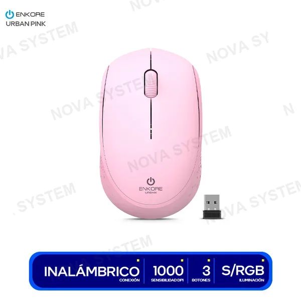( EKM203P ) MOUSE ENKORE URBAN PINK INALAMBRICO USB ( EKM203P )