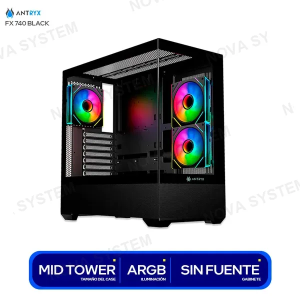 AC-FX740K CASE ANTRYX FX 740 BLACK ( AC-FX740K ) S/FUENTE | 4 COO