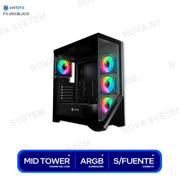 ( AC-FX650K ) CASE ANTRYX FX 650 BLACK ( AC-FX650K ) S/FUENTE | 4 COO