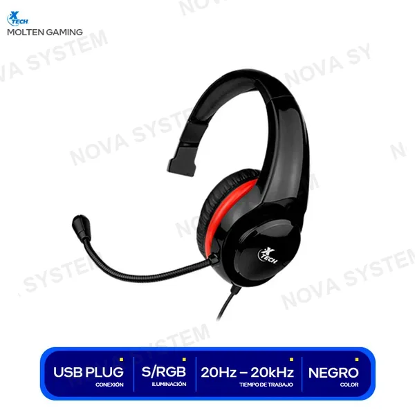 XTH520RD AUDIFONO XTECH MOLTEN GAMING ( XTH520RD ) NEGRO | USB-P