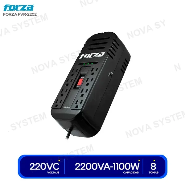FVR-2202 ESTABILIZADOR FORZA 8 TOMAS ( FVR-2202 ) 2200VA-1100W