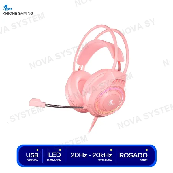 XTH564 AUDIFONO XTECH KHIONE GAMING ( XTH564 ) ROSADO | USB-PL