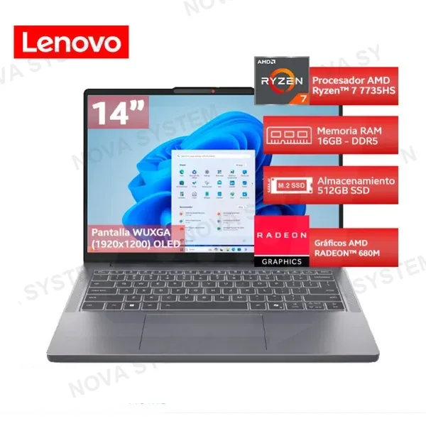 LAPTOP LENOVO IdeaPad Slim 3 14ARP10, Amd Ryzen 7 7735HS, 16GB DDR5, SSD 512GB, 14" OLED WUXGA
