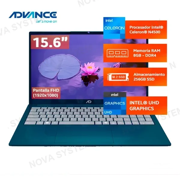 LAPTOP ADVANCE ADV-NV9857, INTEL CELERON N4500, 8GB DDR4, SSD 256GB, 15.6" FHD