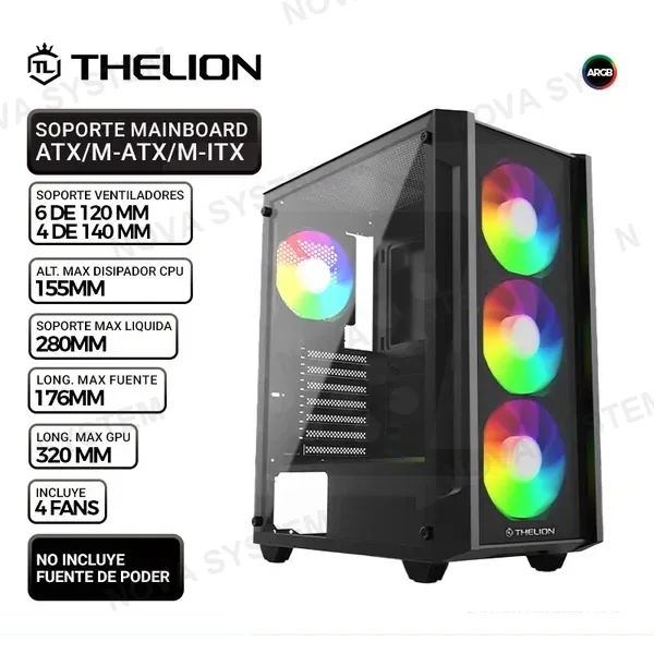 CASE THELION GLATIATOR GL55, 4 COOLER ARGB, V/TEMPLADO