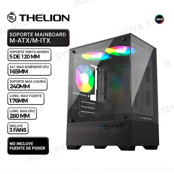 CASE THELION GLATIATOR GL45, 3 COOLER ARGB, V/TEMPLADO