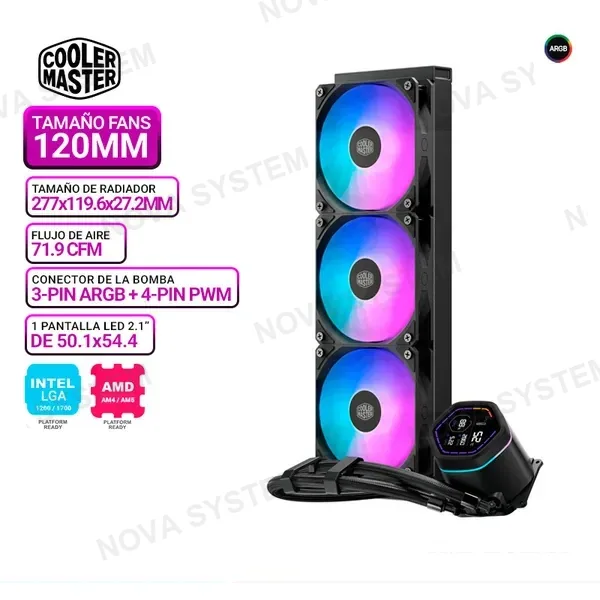 REFRIGERACION LIQUIDA COOLER MASTER, MASTERLIQUID CORE NEX DIGITAL 360 BLACK ARGB