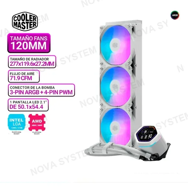 REFRIGERACION LIQUIDA COOLER MASTER, MASTERLIQUID CORE NEX DIGITAL 360 WHITE ARGB