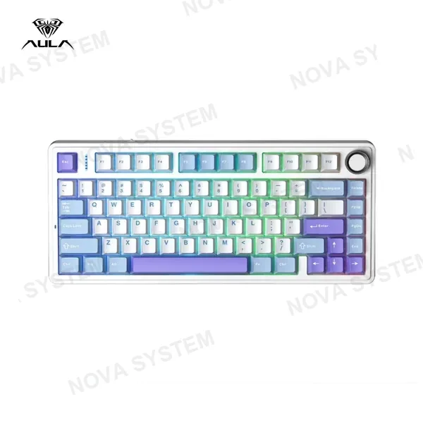 TECLADO AULA MECANICO F75 RGB INALAMBRICO BLUE/WHITE/PURPLE