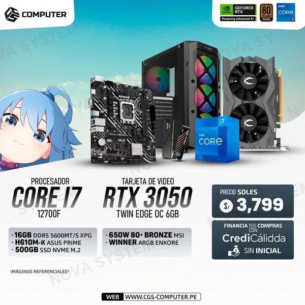 PC Build #4 Core i7 12700F | RTX 3050 6GB | H610M | 16GB RAM DDR5 | 500GB SSD
