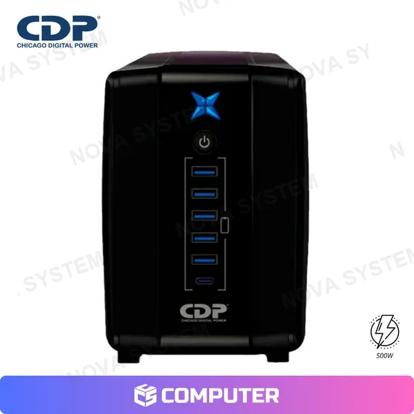 UPS CDP R-UPR508I 500VA/250W 8 SALIDAS/5 PUERTO USB/1 TIPO C/BLACK