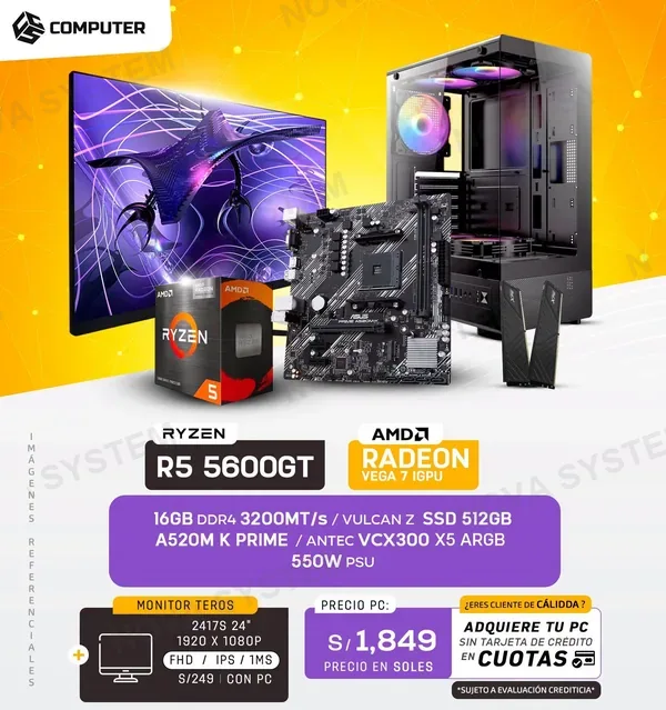 PC Build #7 Ryzen 5600GT | A520M | 16GB RAM DDR4 | 500GB SSD