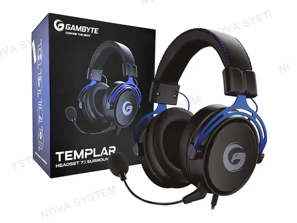 AURICULAR GAMBYTE TEMPLAR 7.1 GAMING (BMBH439AD) CON MICROFONO, INTERFAZ JACK 3.5 MM, AZUL