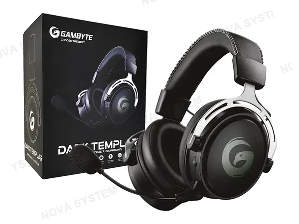 AURICULAR INALAMBRICO GAMBYTE DARK TEMPLAR GAMING 7.1 (BMBH415AS) CON MICROFONO, INTERFAZ JACK 3.5 MM, NEGRO C/ GRIS