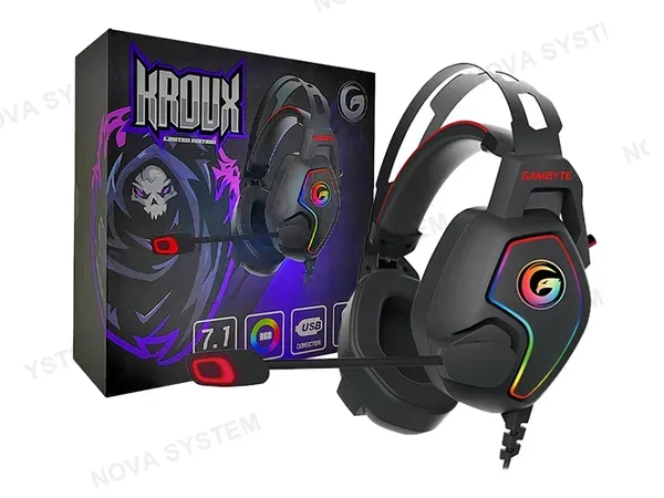 AURICULAR GAMBYTE KROUX GAMING 7.1 (GI-KROUX-KT) CON MICROFONO, INTERFAZ USB, RGB, NEGRO