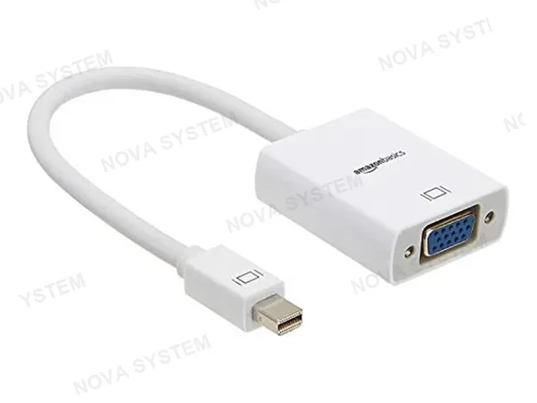ADAPTADOR GENERICO DE PUERTO MINI DISPLAYPORT MACHO -- A -- PUERTO VGA HEMBRA, CABLE DE 25 CM, COLOR BLANCO / NEGRO (MINI DP - A - VGA)