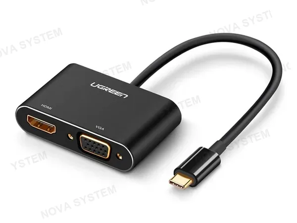ADAPTADOR DE PUERTO USB TIPO C MACHO -- A -- PUERTO VGA HDMI HEMBRA, HD UGREEN (6957303865680)