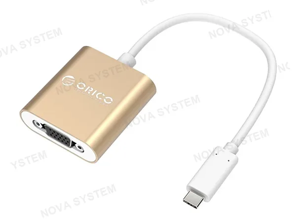ADAPTADOR DE PUERTO TIPO C MACHO -- A -- PUERTO VGA HEMBRA, ORICO, CON CABLE DE 15 CMT, COLOR DORADO, (RCH-GD-PRO