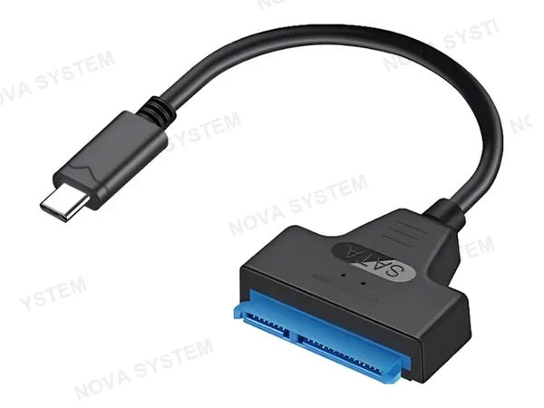 ADAPTADOR GENERICO TIPO C -- A -- SATA HEMBRA, CABLE DE 25 CM, COLOR BLANCO (USB 3.1 TYPO-C - A - SATA)