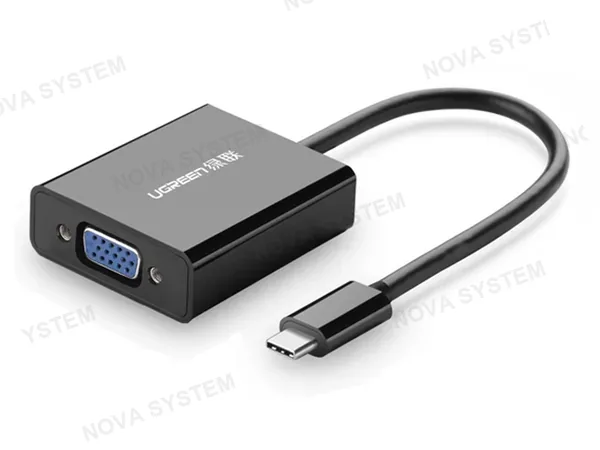 ADAPTADOR DE PUERTO USB TIPO C -MACHO -- A -- PUERTO VGA HEMBRA, HD UGREEN, CABLE DE 25 CM (6957303825868)