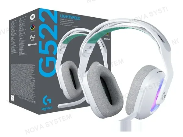 AURICULAR LOGITECH G522 90H GAMING (981-001549) CON MICROFONO, LIGHTSPEED/BT/CABLE USB-C LIGHTSYNC RGB,BLANCO