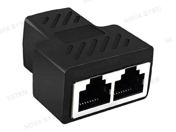 ADAPTADOR ETHERNET MACHO -- A -- 2 SALIDAS RJ45 HEMBRA, GENERICO, COLOR NEGRO (1 RJ45 - A - 2 RJ45)