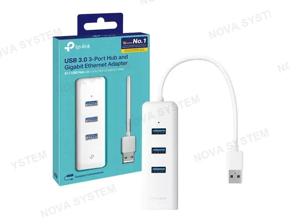 ADAPTADOR DE RED + 3 USB HUB TP-LINK 2 EN 1 3.0 1000MBPS (UE330)