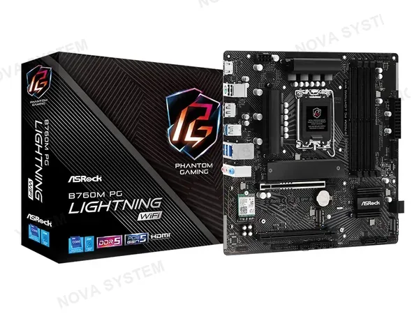 PLACA MADRE ASROCK B760M PG LIGHTNING WIFI (90-MXBMT0-A0UAYZ) SOCKET LGA 1700, RAM DDR5 BUSS 7200OC , 14VA, 13VA, 12VA GEN, WIFI 6E