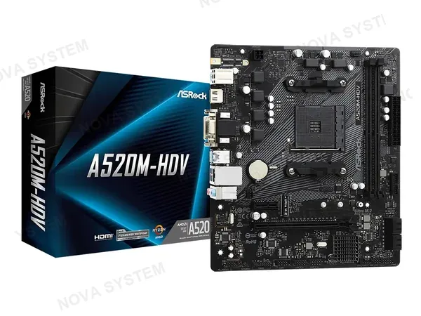PLACA MADRE ASROCK A520M-HDV (90-MXBE50-A0UAYZ) SOCKET AM4, RAM DDR4 BUSS 4733OC MHZ
