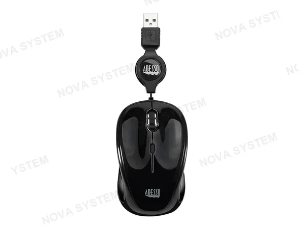 MOUSE MINI ADESSO IMOUSE S8B (IMOUSE S8B) HASTA 1200 DPI, 3 BOTONES, RETRACTIL, NEGRO