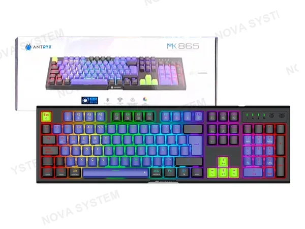 TECLADO GAMER ANTRYX MK865 TRIX (AMK-865TXKBL-SP) MECANICO | SWITCH BLUE | NEGRO Y AZUL