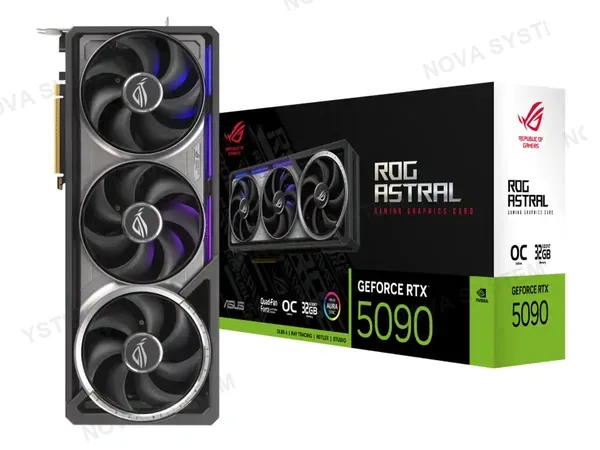 TARJETA DE VIDEO ASUS GEFORCE RTX 5090 ROG ASTRAL OC 32GB GDRR7 (90YV0LW0-M0AA00) NVIDIA 512 BITS, 4VENTILADORES, LED ARGB