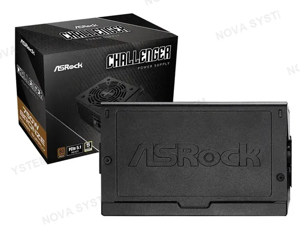FUENTE DE PODER ASROCK 750W CHALLENGER (CL-750B) ATX, 80 PLUS BRONZE, NO MODULAR, NEGRO