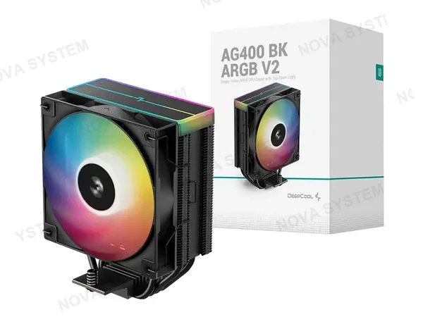 COOLER PARA PROCESADOR DEEPCOOL AG400 BK ARGB V2 (R-AG400-BKAMMN-GJD) 1 VENTILADOR, 120MM, LED ARGB