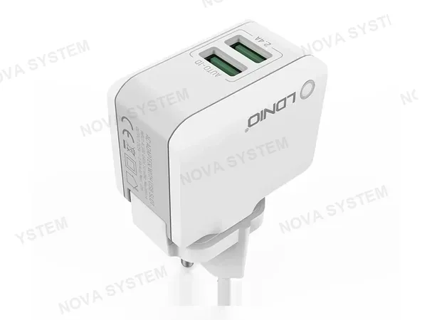CARGADOR + CABLE USB LDNIO TRAVEL BLANCO 2 USB (A2203)