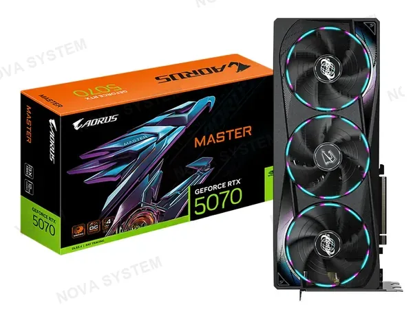TARJETA DE VIDEO GIGABYTE GEFORCE RTX 5070 12GB GDDR7 AORUS MASTER (GV-N5070AORUS-M-12GD) NVIDIA 192 BITS, 3 VENTILADORES