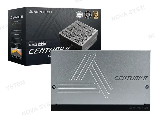 FUENTE DE PODER MONTECH 1200W CENTURY II (FUGOMT0002-E-3) ATX, 80 PLUS GOLD, MODULAR, PCIE 5.1, PLATEADO