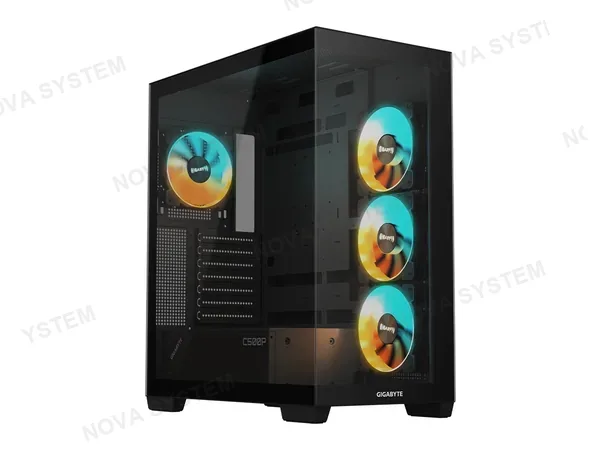 CASE GIGABYTE C500 S/FUENTTE (GB-C500P-ST) PANEL DE VIDRIO, LED ARGB, NEGRO