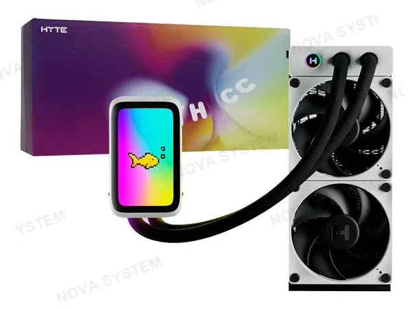 SISTEMA DE ENFRIAMIENTO LIQUIDO HYTE THICC Q60 (FAN-HYTE-Q60-BW) LCD 5" IPS QRGB, COMPATIBLE AMD | INTEL, BLANCO C/ NEGRO