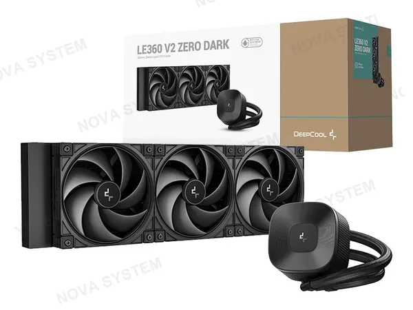 SISTEMA DE ENFRIAMIENTO LIQUIDO DEEPCOOL LE360 V2 ZERO DARK (LE360 V2 ZERO DARK) 3 VENTILADORES, 360MM, LED ARGB, NEGRO