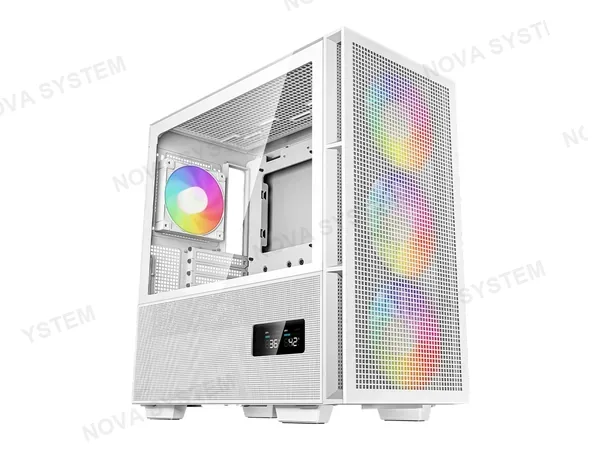 CASE DEEPCOOL CH560 DIGITAL S/FUENTE (R-CH560-WHAPE4D-G-1) PANEL DE VIDRIO, 4 VENTILADORES, LED ARGB, BLANCO