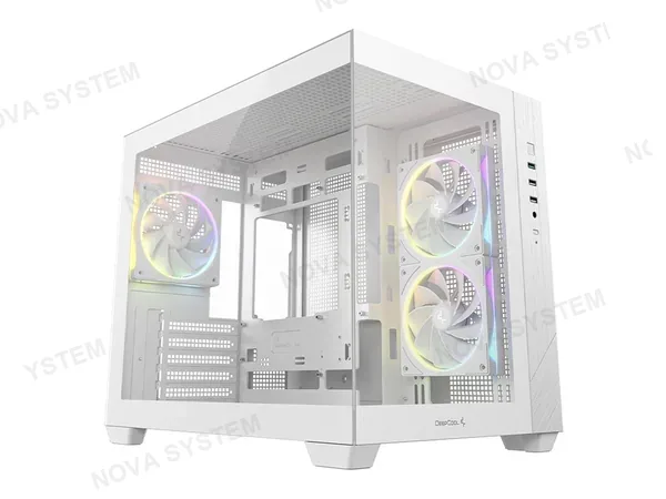 CASE DEEPCOOL CG330 3F WH (R-CG330-WHNGM3-G-E-3) PANELES DE VIDRIO LATERAL Y FRONTAL, 3 VENTILADORES, LED ARGB, BLANCO-34077