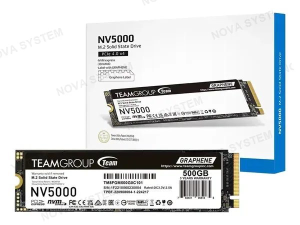 UNIDAD DE ESTADO SOLIDO TEAMGROUP 500GB NV5000 (TM8FGM500G0C101) M.2 PCIE 4.0 SSD M.2 500GB