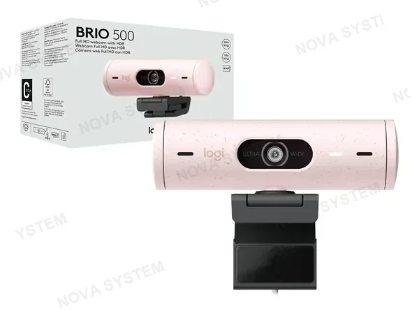 CAMARA WEB LOGITECH BRIO 500 (960-001418) FHD 1920 X 1080, MICRÓFONO INCORPORADO, CONEXION USB C, 4 MEGAPIXELES, LENTE DE CRISTAL, ROSADO
