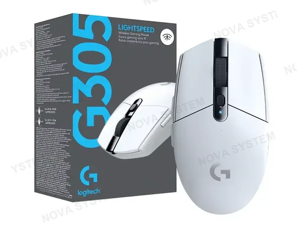 MOUSE INALAMBRICO LOGITECH G305 LIGTHSPEED GAMING (910-005290) HASTA 12.000 DPI, 6 BOTONES, RECEPTOR USB, BLANCO
