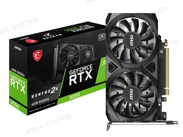 TARJETA DE VIDEO MSI GEFORCE RTX 3050 VENTUS 2X OC 6GB GDDR6 (912-V812-016) NVIDIA 96 BITS, 2 VENTILADORES